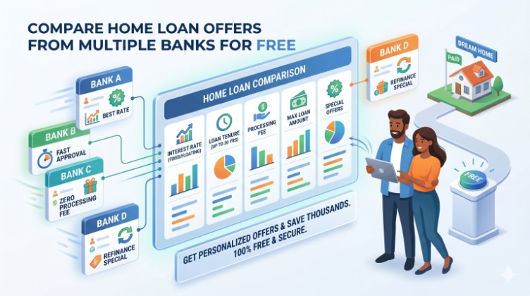 Which Platform Lets Me Compare Home Loan Offers From Multiple Banks In India Without Paying Any Fees?